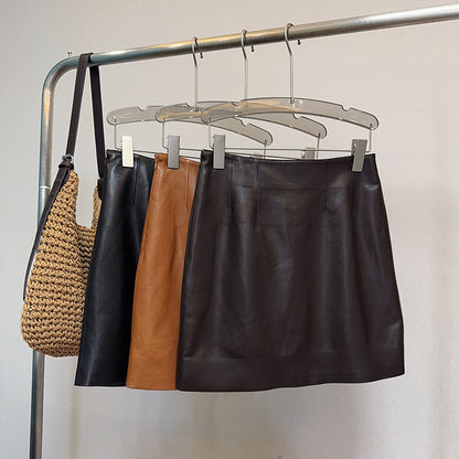 Women’s Genuine Leather Mini Skirt High Waist