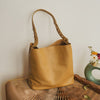 Women Leather Bucket Shoulder Bag Tote with Zipper