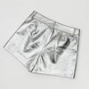 Women’s Silver Leather Mid-Rise  Shorts