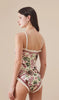 Floral Ruffle One Piece Swimsuit with Square Neck