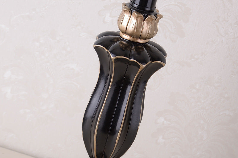 European fabric bedside table lamp black gold