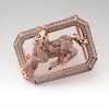 Horse Belt Buckle with Rhinestones and Stainless Steel Frame