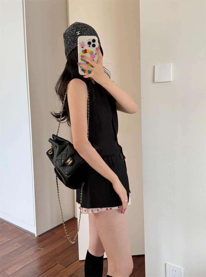 Linen womens sleeveless button up vest
