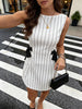 Women summer mini dress sleeveless striped bow tie