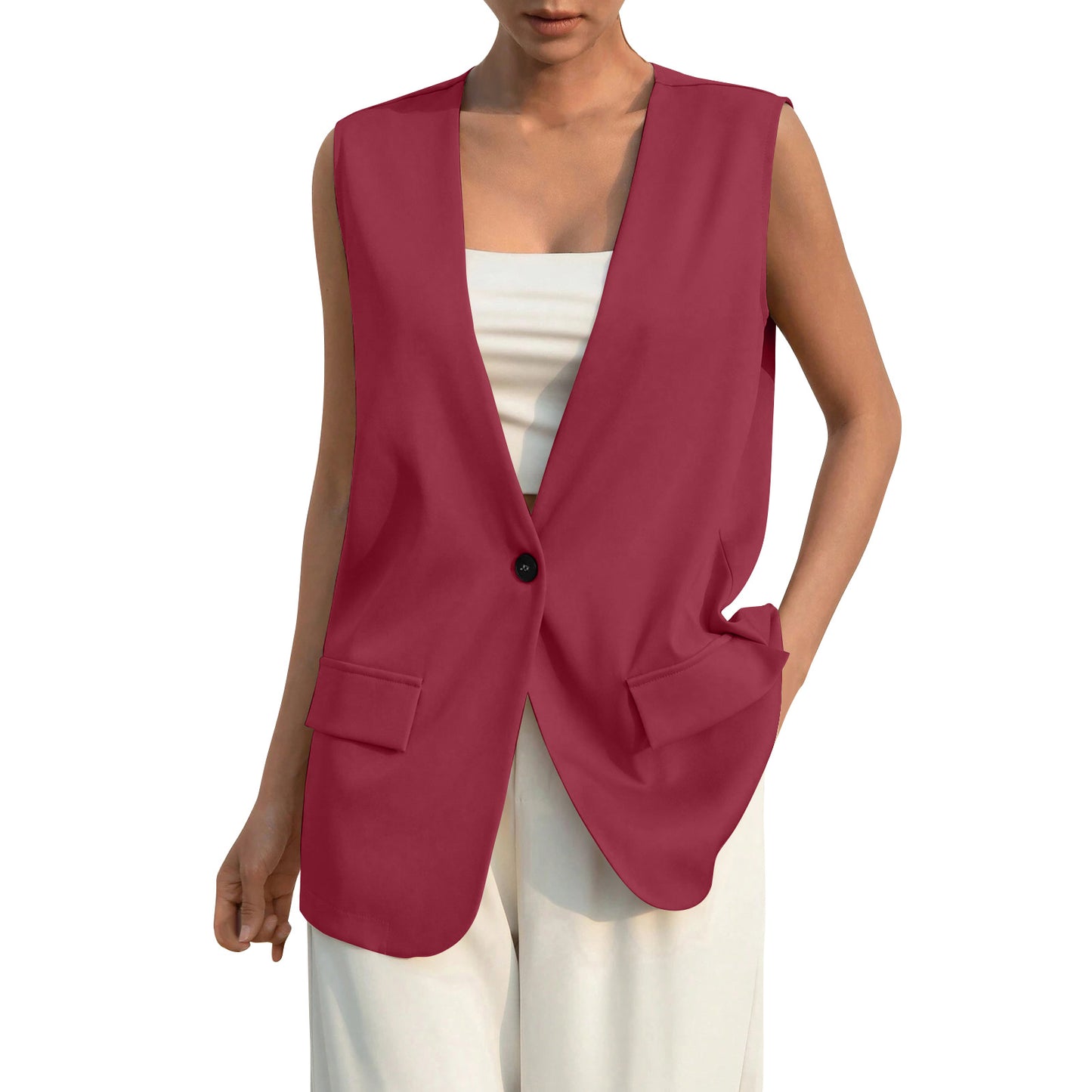 women's oversized v neck vest