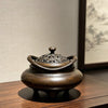 Incense Burner with Antique Bronze Finish and Ornate Lid