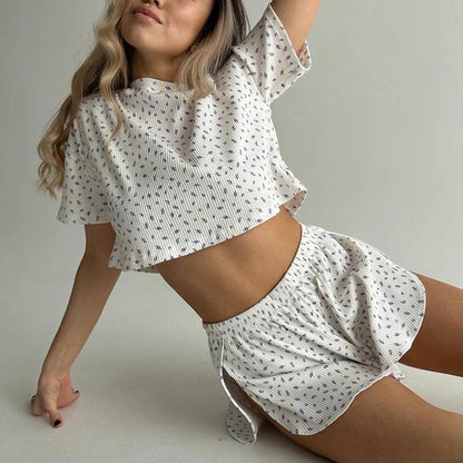 Women Crop Tee Side-Slit Shorts Co ord Set