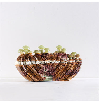 Natural Jadeite Mushroom Marble Ornament