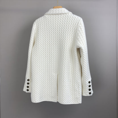 Women Cashmere Wool Double Breasted Knit Blazer