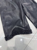 Women Wide Leg Leather Pants High Waisted Nine Point Trousers