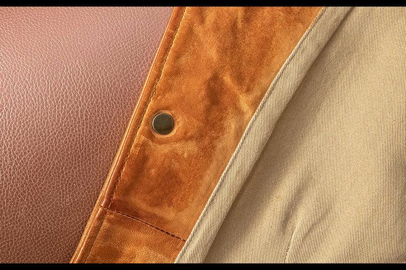 Men's slim-fit washed orange leather motorcycle vest