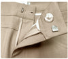 Beige high waist wide leg trousers women