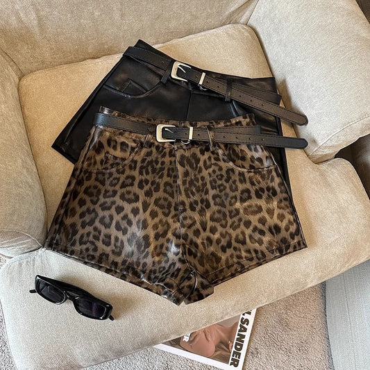 Black High-Waisted Coated Shorts for Women