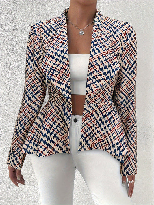 Women’s Houndstooth Peplum Blazer Top
