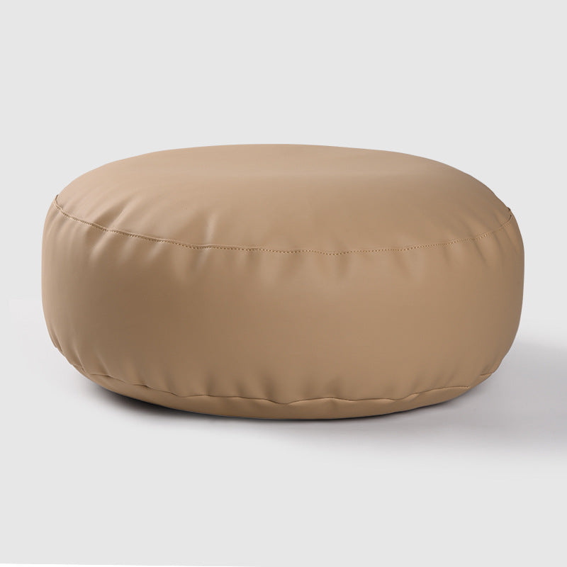 Faux Leather Pouf Ottoman Cover with Carry Handle