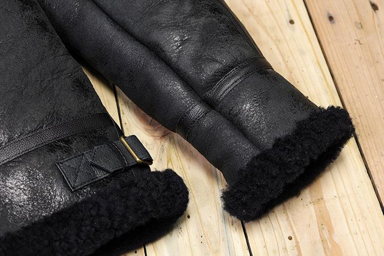 Shearling Jacket Leather Aviator Jacket for Men