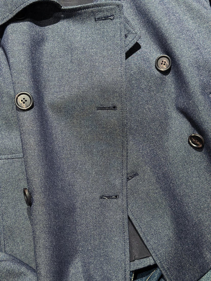 Women Double Breasted Short Wool Coat Mulberry Silk Lined