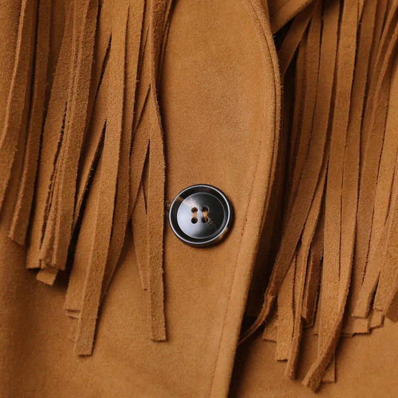 Women Suede Tassel Leather Jacket