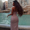 Ruched Side Slit Midi Maxi Dress Boho Summer Floral with Slit