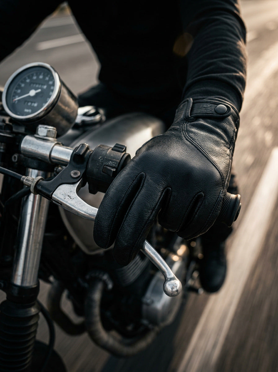 Men’s Leather Motorcycle Gloves in Top-Grain Cowhide for Riding