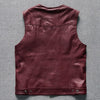 Men's washed vintage leather motorcycle vest