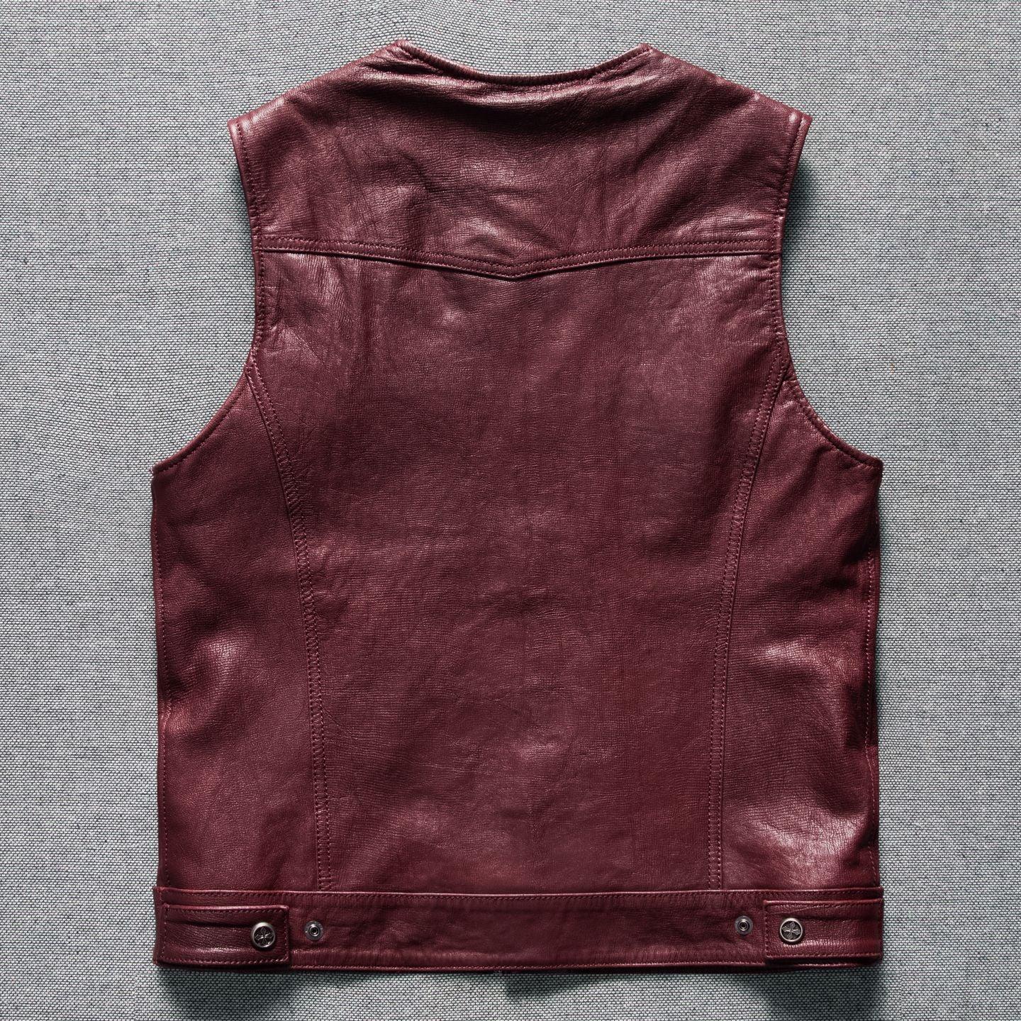 Men's washed vintage leather motorcycle vest
