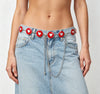 Women’s Red Enamel Heart Waist Chain with Draped Detail