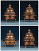 Copper Incense Burner with Three Legs and Decorative Openwork Lid