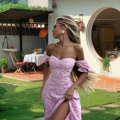 Women split thigh dress for summers beach outfit
