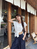 round neck t shirts for women with waist knot