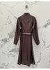 Women sheepskin leather trench coat long belt - Boho Living Room