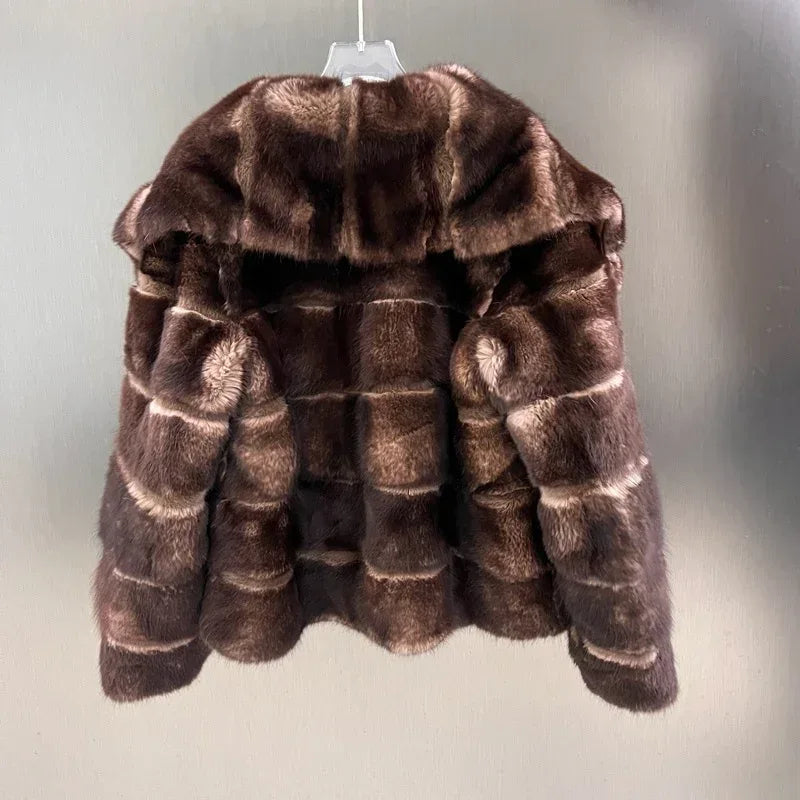 In Stock Women’s Natural Rabbit Fur Coat Winter Jacket