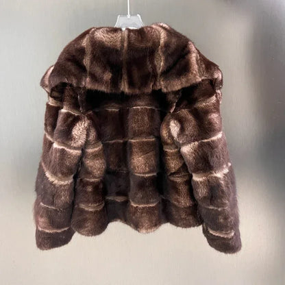 In Stock Women’s Natural Rabbit Fur Coat Winter Jacket