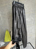 Women Genuine Leather Trousers Elastic Waist Carrot Pants