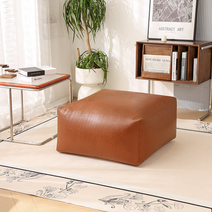 Faux Leather Pouf Ottoman Cover for Relaxed Floor Seating