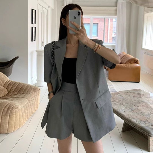 two piece outfits for women shorts and blazer