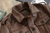 Men Brown Military Cowhide Leather Jacket