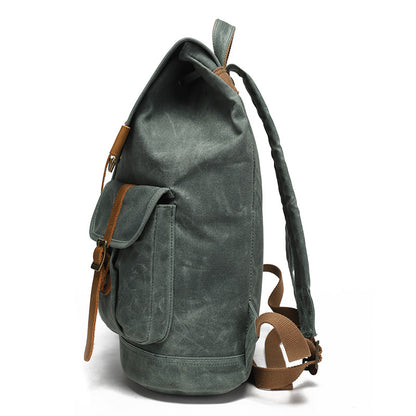 Canvas Backpack with 15.6-Inch Laptop Storage and Crazy Horse Leather