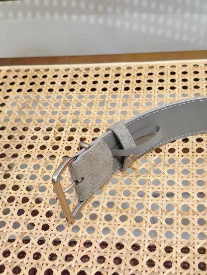 women suede leather wide belt with silver buckle