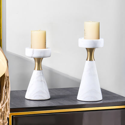Luxury Marble Candlestick Holder with Gold Accent