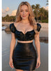 Black pu leather off shoulder set