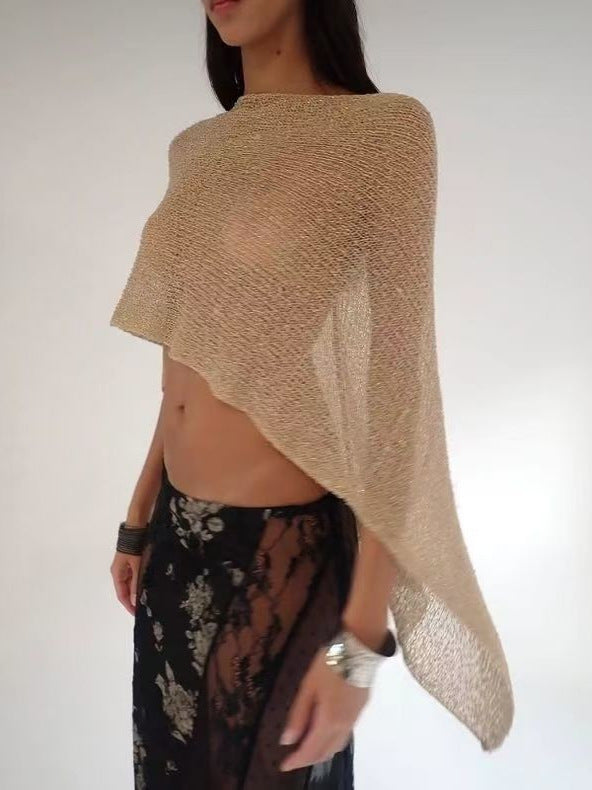 Sheer Mesh Knit Beach Cover-Up Top & Skirt Set