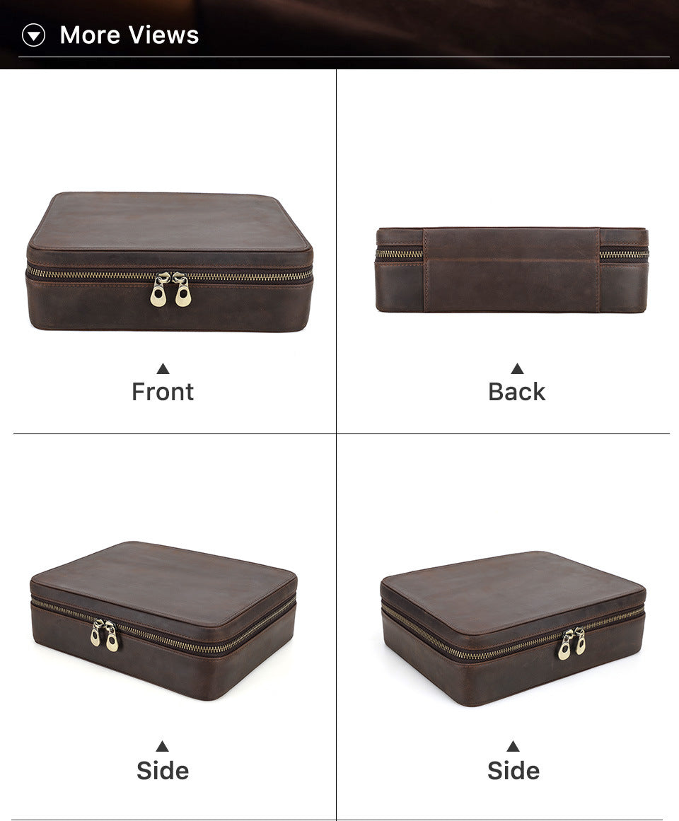Men’s Leather 8 Slot Luxury Watch Box Travel Case Organizer
