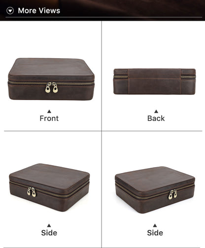 Men’s Leather 8 Slot Luxury Watch Box Travel Case Organizer