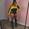 Yellow and Black Faux Leather Biker Jacket Women