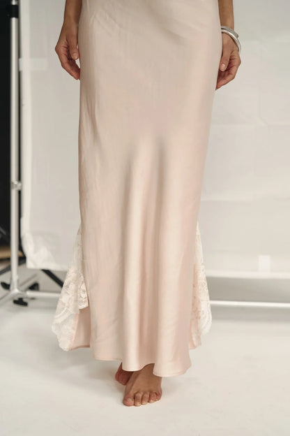 French style satin lace sleep dress