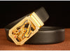 Men’s Cowhide Leather Belt with Rhinestone Dragon Buckle
