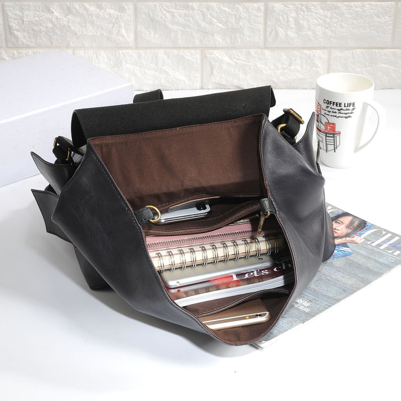 Women Leather Backpack – Large Capacity Cowhide Bag