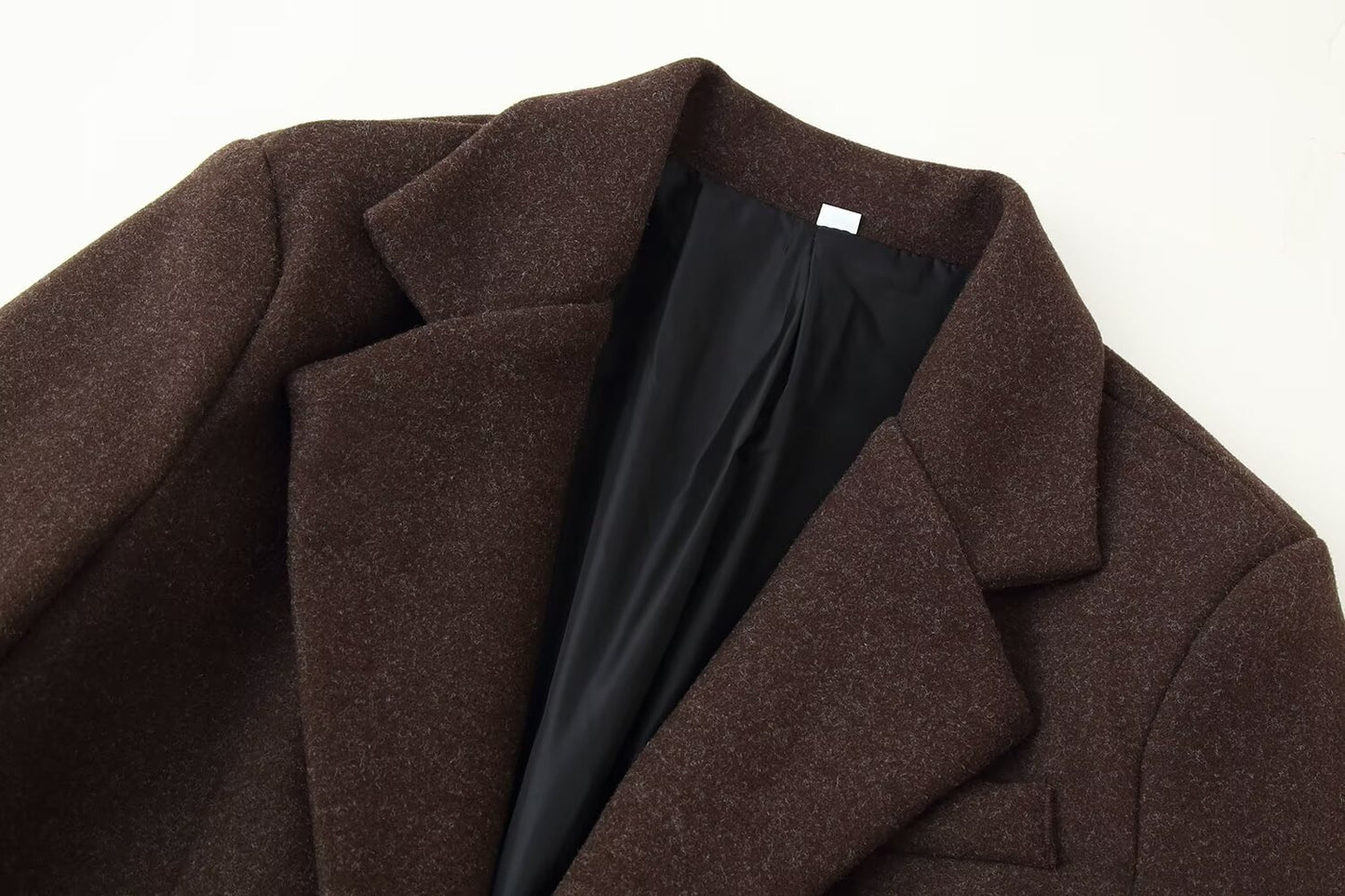 Long brown wool coat women winter outerwear