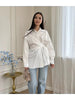 Women wrap tie waist long sleeve blouse